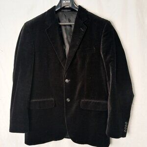Men's Black Velvet 2-Button Blazer